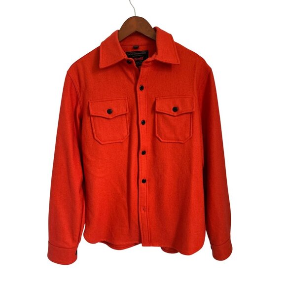 Schott NYC Red Wool-Blend Button-Up Shirt Jacket With Dual Chest Pockets Small - Picture 1 of 6